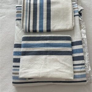 Tahari Blue & white striped Cotton Duvet Cover Set